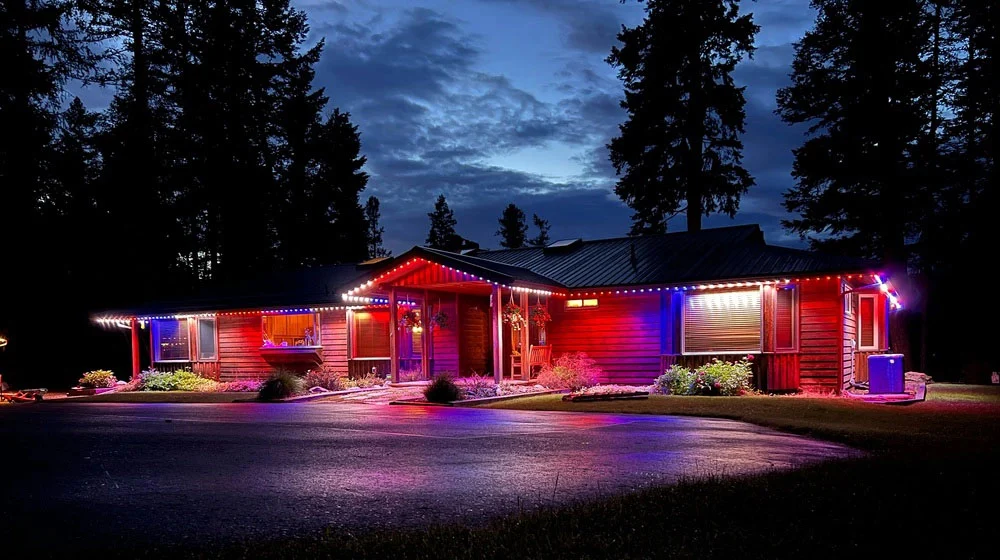 Strathmore farmhouse with bright permanent security lighting